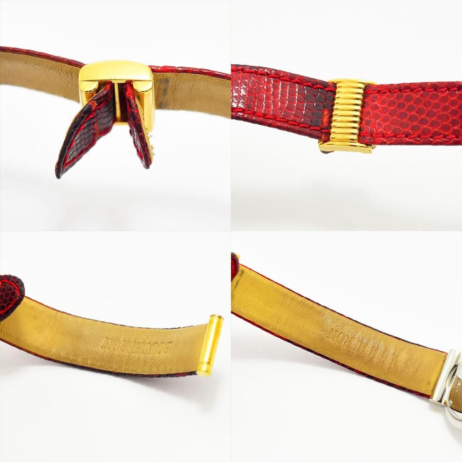 VINTAGE WATCHES FASHIONのブシュロン製ヴィンテージレディースウォッチ、鮮やかなレッドのエキゾチックレザーベルトとゴールドの留め具