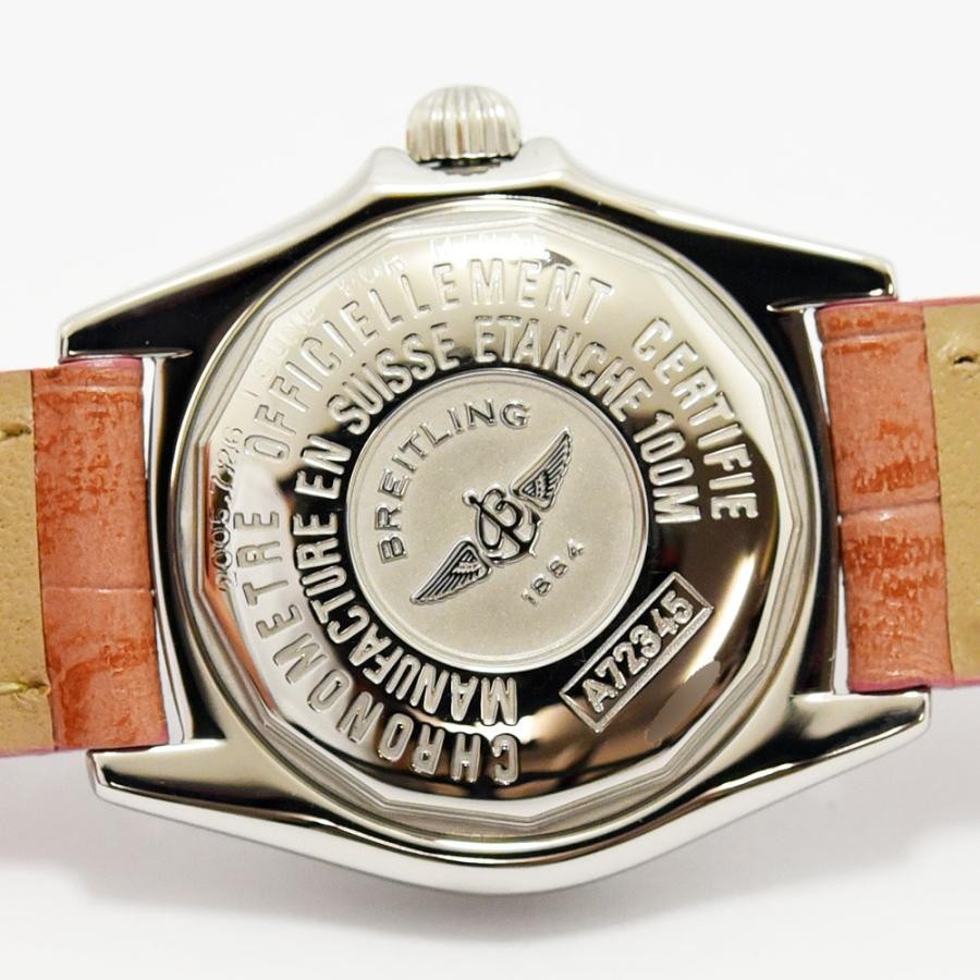 VINTAGE WATCHES FASHION ブライトリング クロノメーター 100M レディースウォッチ サーモンピンク文字盤 ブラウンレザーベルト