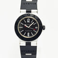 VINTAGE WATCHES FASHIONのブルガリ アルミニウム腕時計。ブラックの文字盤とラバーベルトが特徴的なスポーティーで洗練されたデザイン。