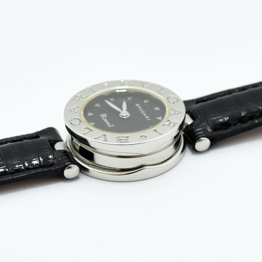 VINTAGE WATCHES FASHIONのブルガリ B.zero1ウォッチ。ブラックの文字盤、シルバーケース、ブラックレザーストラップ。