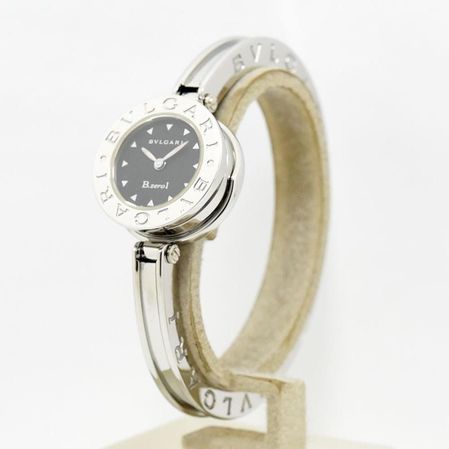 VINTAGE WATCHES FASHIONのブルガリ B.zero1ウォッチ。シルバーカラーのステンレススチール製で、ブラックの文字盤にダイヤモンドのインデックスが付いています。