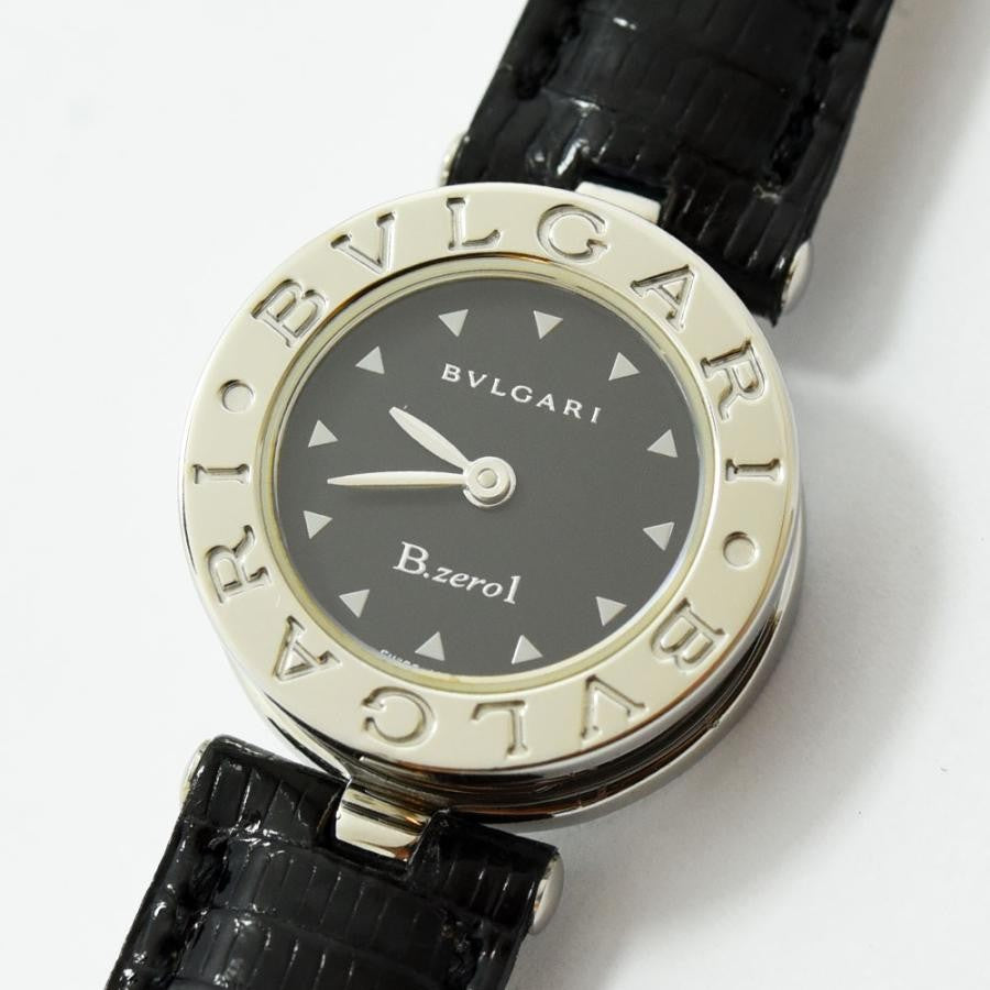 VINTAGE WATCHES FASHION ブルガリ B.zero1 レディースウォッチ、ブラック文字盤、シルバーケース、ブラックレザーストラップ