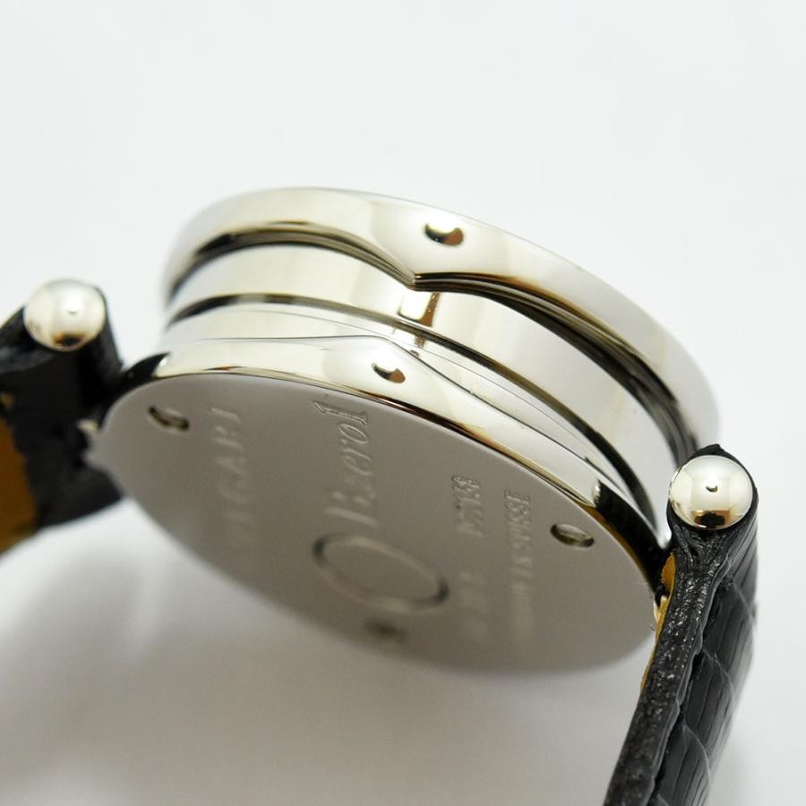 VINTAGE WATCHES FASHIONのブルガリ B.zero1 レディースウォッチ。シルバーケースとブラックレザーストラップ。