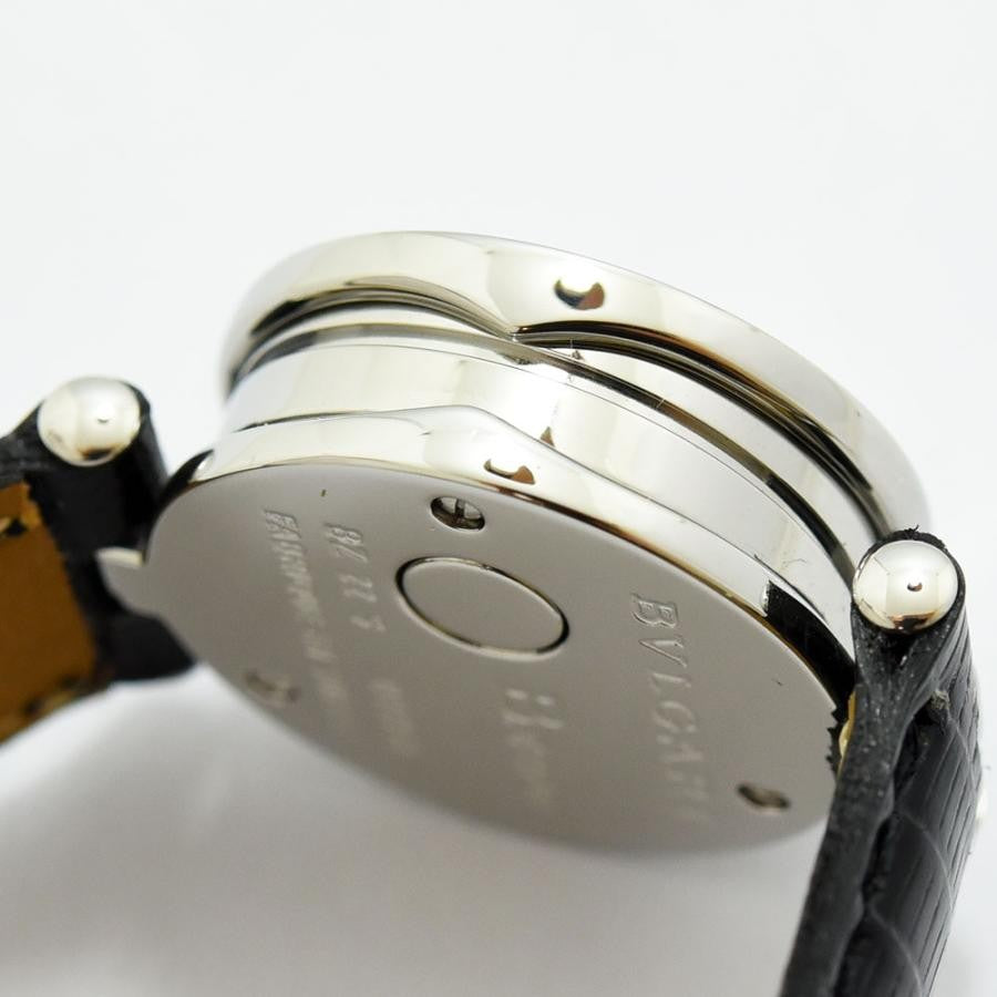 VINTAGE WATCHES FASHION ブルガリ B.zero1 レディースウォッチ、シルバーケース、ブラックレザーストラップ
