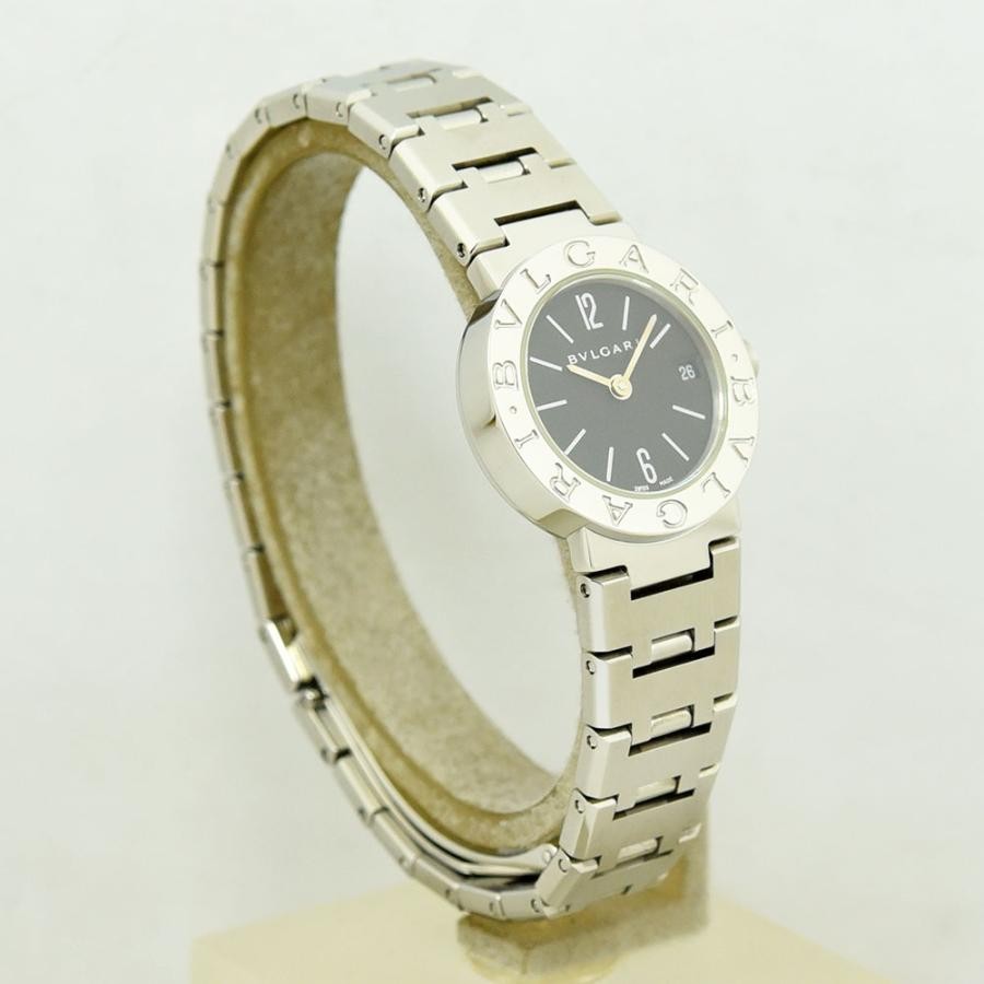 VINTAGE WATCHES FASHION ブルガリ レディース クオーツ腕時計 ステンレススチール製 ブラック文字盤 日付表示