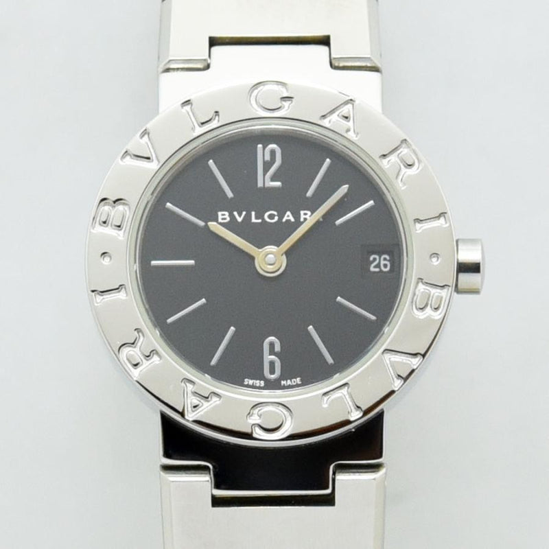 VINTAGE WATCHES FASHION ブルガリ レディース クオーツ腕時計 ステンレススチール製 ブラック文字盤 日付表示