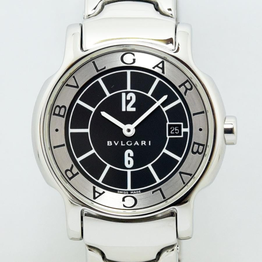 VINTAGE WATCHES FASHION ブルガリ レディース腕時計 ステンレススティール製 ブラック文字盤 アラビア数字 日付表示