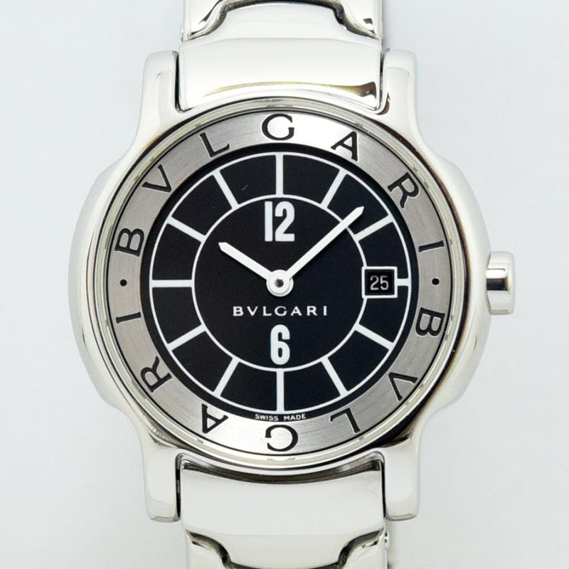 VINTAGE WATCHES FASHION ブルガリ レディース腕時計 ステンレススティール製 ブラック文字盤 アラビア数字 日付表示