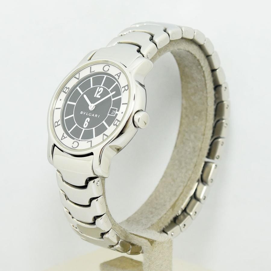 VINTAGE WATCHES FASHION ブルガリ レディース腕時計 ステンレススティール製 ブラック文字盤 アラビア数字 日付表示