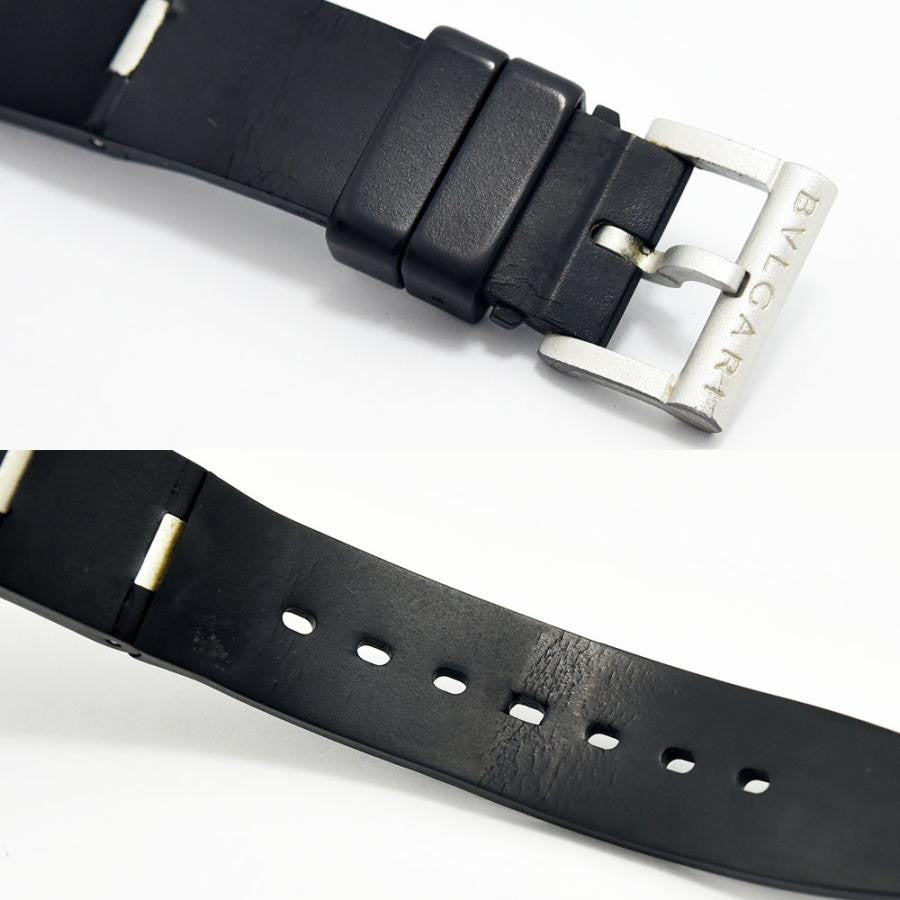 VINTAGE WATCHES FASHIONのBVLGARIアルミニウムウォッチ用ブラックラバーストラップ、ロゴ入りバックル付き