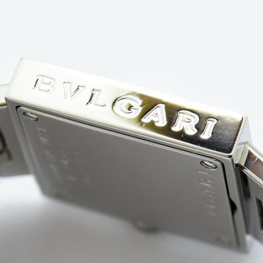 VINTAGE WATCHES FASHION BVLGARIのシルバー製ステンレススチール製スクエアフェイス腕時計。ダークグレーの文字盤。