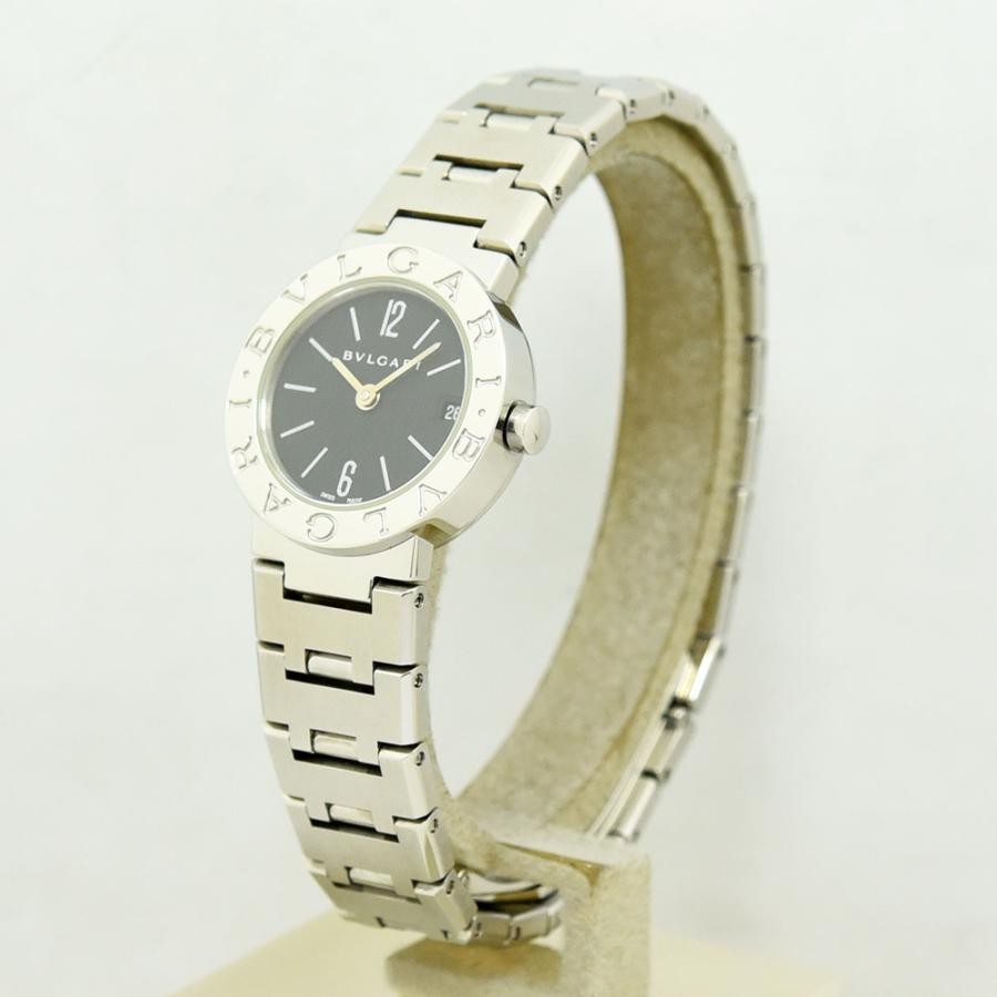 VINTAGE WATCHES FASHION ブルガリ レディース クオーツ腕時計 ステンレススチール製 ブラック文字盤 日付表示