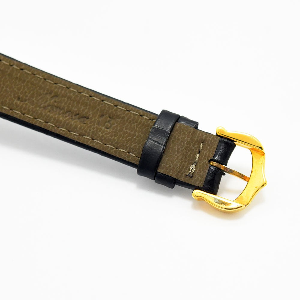 VINTAGE WATCHES FASHION カルティエ マストタンク ヴェルメイユ ゴールドバックル付きブラックレザーウォッチストラップ