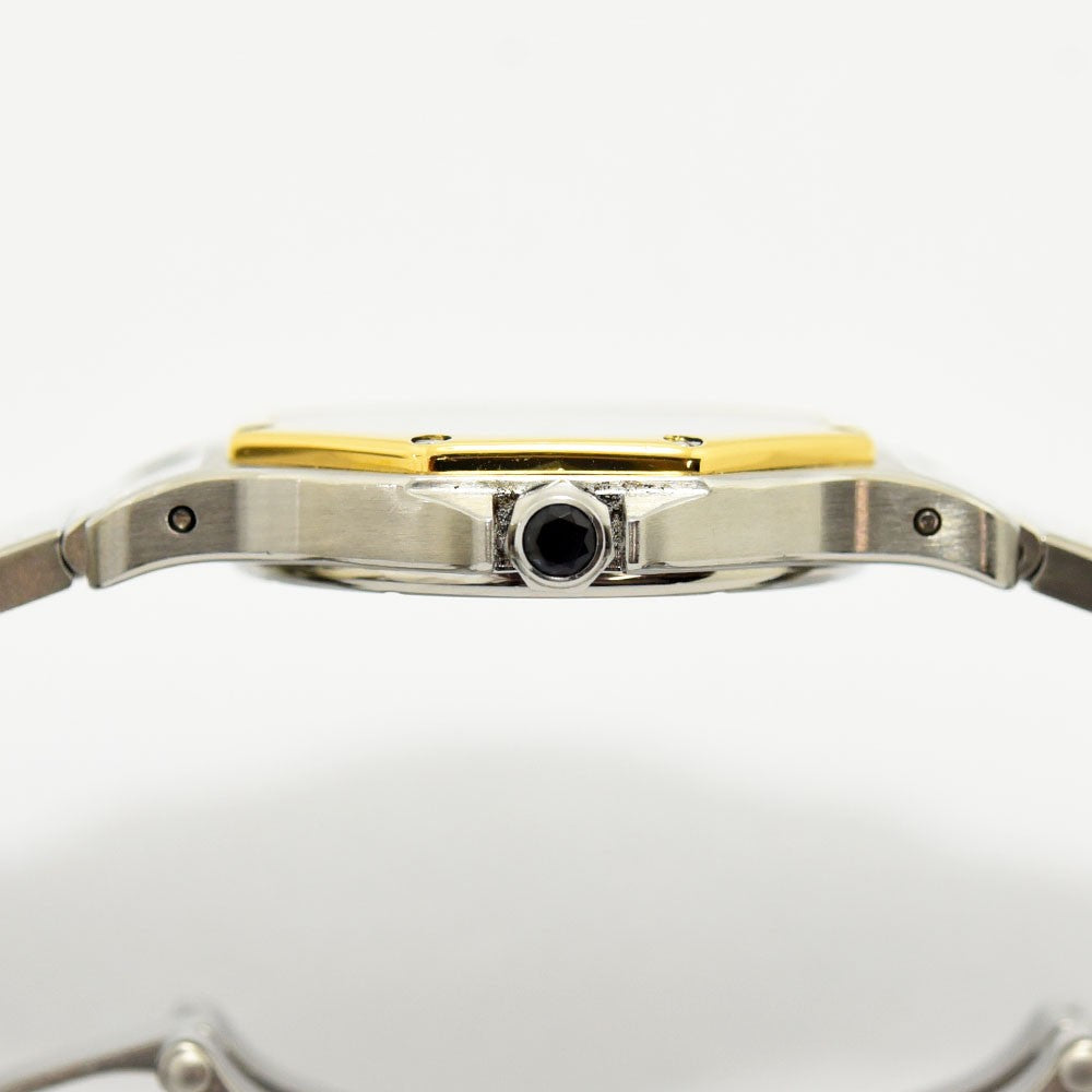 VINTAGE WATCHES FASHIONのカルティエ サントス オクタゴン腕時計、ステンレスとイエローゴールドのコンビケース側面