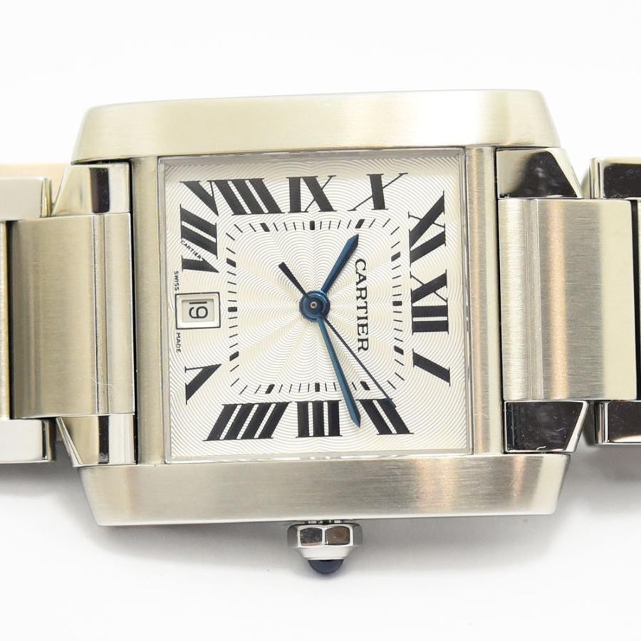 VINTAGE WATCHES FASHIONのCartierタンクフランセーズ。ギョーシェ彫り文字盤とローマ数字が特徴のステンレス製自動巻き腕時計。