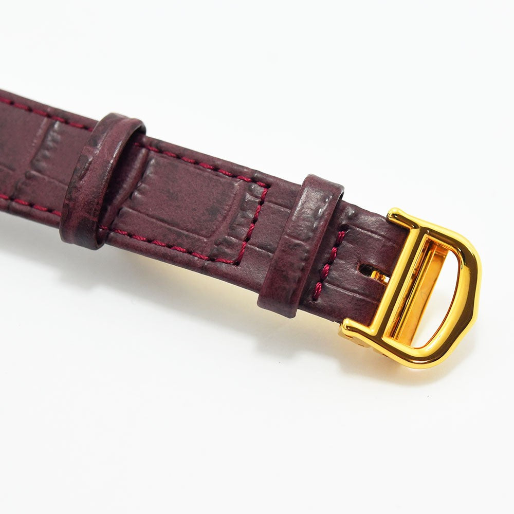 VINTAGE WATCHES FASHION カルティエ タンク ヴェルメイユ クォーツウォッチ ボルドーレザーストラップ ゴールドバックル