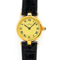 VINTAGE WATCHES FASHION カルティエ ヴァンティアンSM ゴールドケース クリーム文字盤 ローマ数字 ブラッククロコダイル調レザーベルト スイス製クオーツ