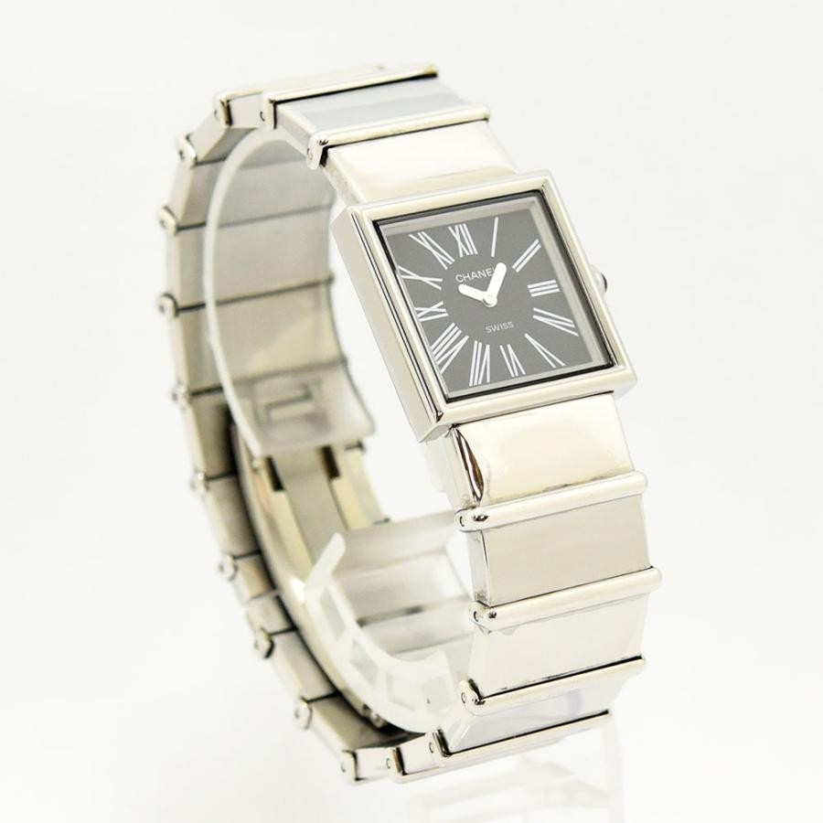 VINTAGE WATCHES FASHION シャネル レディース スクエアフェイス クォーツ 腕時計 シルバーメタルブレスレット ブラックローマ数字ダイヤル