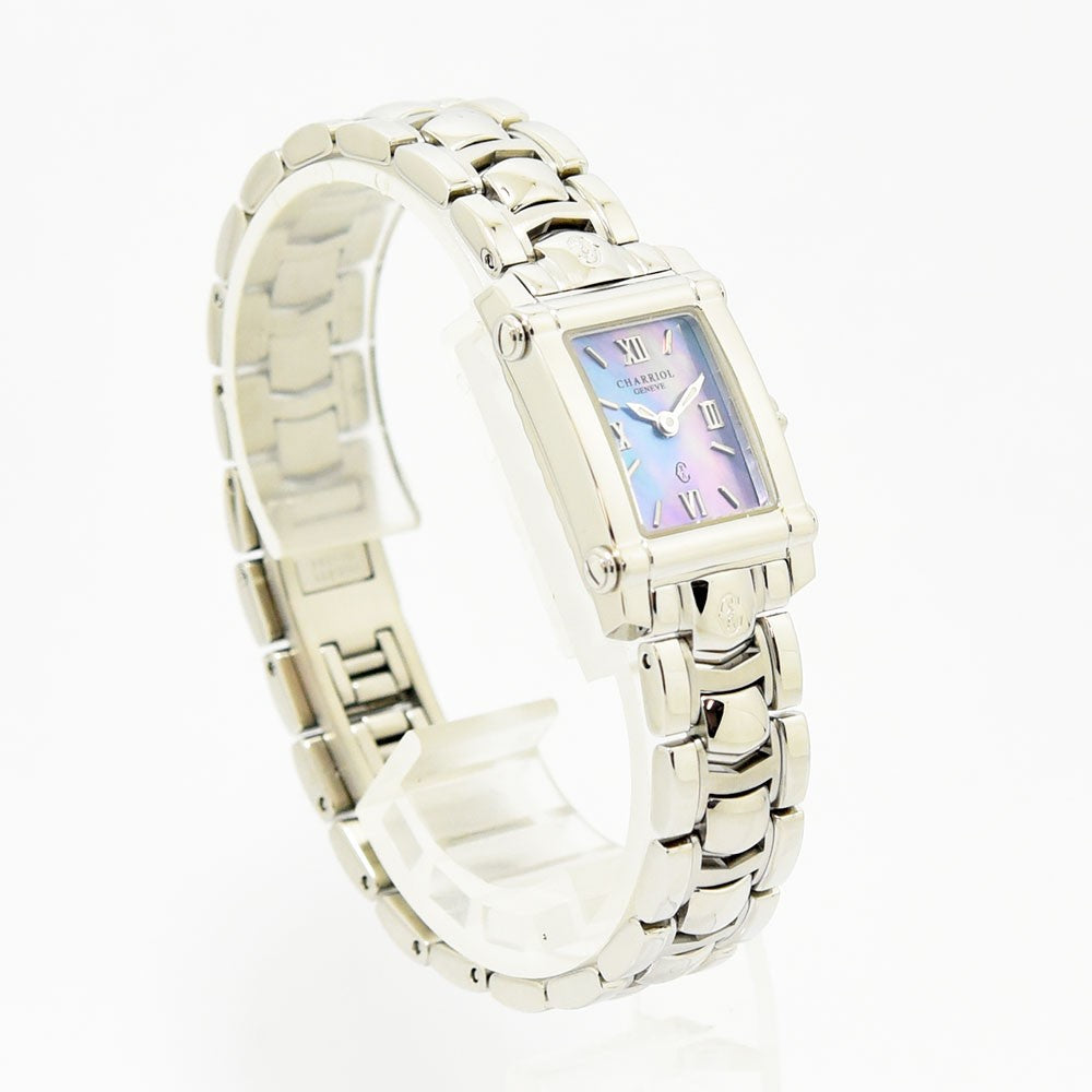 VINTAGE WATCHES FASHIONのCHARRIOLコロンブス、マザーオブパール文字盤のステンレス製レクタンギュラーレディース腕時計