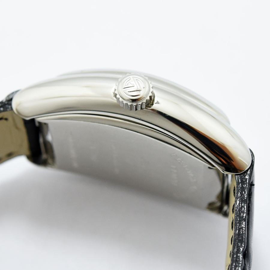 VINTAGE WATCHES FASHION フランクミュラー コンキスタドール レディース クォーツ時計。シルバーケース、ブラッククロコダイルレザーストラップ。