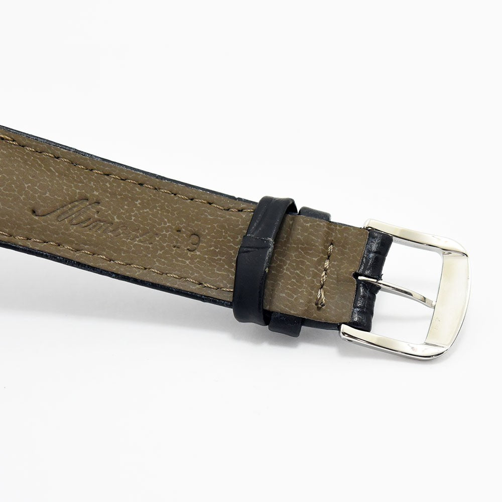 VINTAGE WATCHES FASHIONのグランドセイコー腕時計用ブラックレザーベルトの裏面とステンレス製バックル