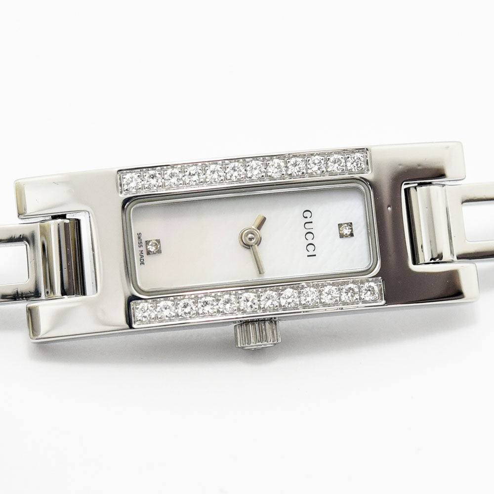 VINTAGE WATCHES FASHIONのGUCCI 3900Lレディース腕時計。ダイヤモンドが輝くステンレス製のレクタングルケースとマザーオブパール文字盤。