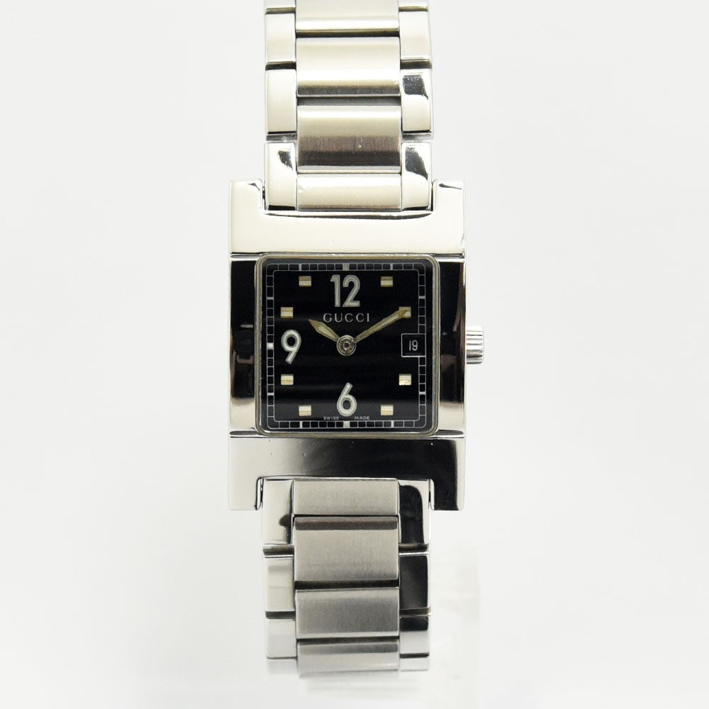 VINTAGE WATCHES FASHIONのGUCCI 7700Lレディース腕時計。ブラック文字盤のスクエア型ステンレススチール製ウォッチ。