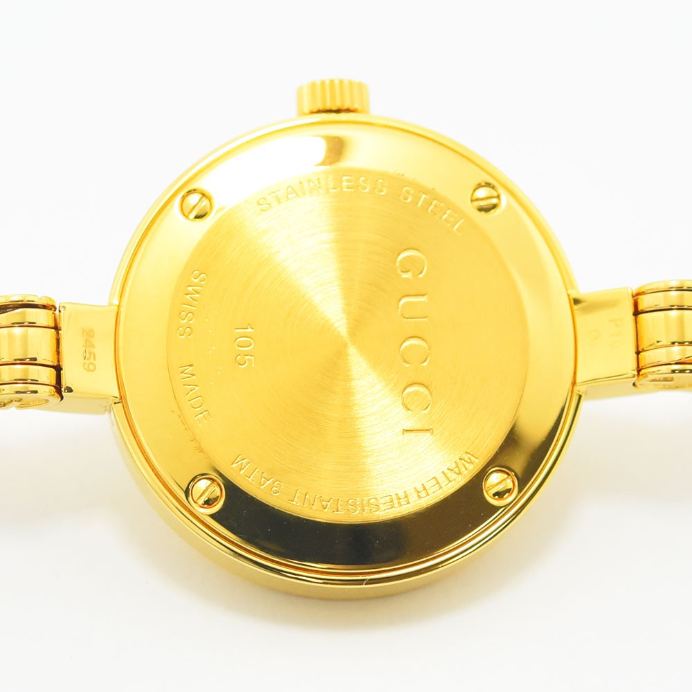VINTAGE WATCHES FASHIONのGUCCIレディースバングルウォッチのゴールドトーンステンレススチール製ケースバック