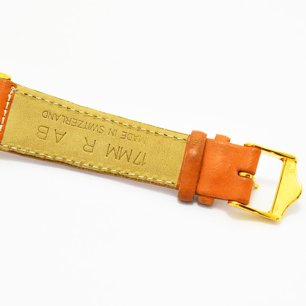 VINTAGE WATCHES FASHIONのグッチヴィンテージ腕時計、オレンジレザーベルトとゴールドバックルの裏面詳細