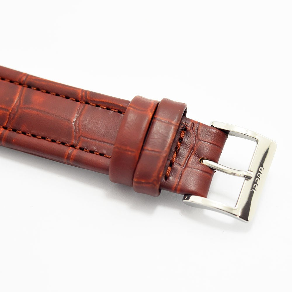 VINTAGE WATCHES FASHIONのグッチ腕時計用ブラウンのクロコ型押しレザーベルトとシルバーのバックル