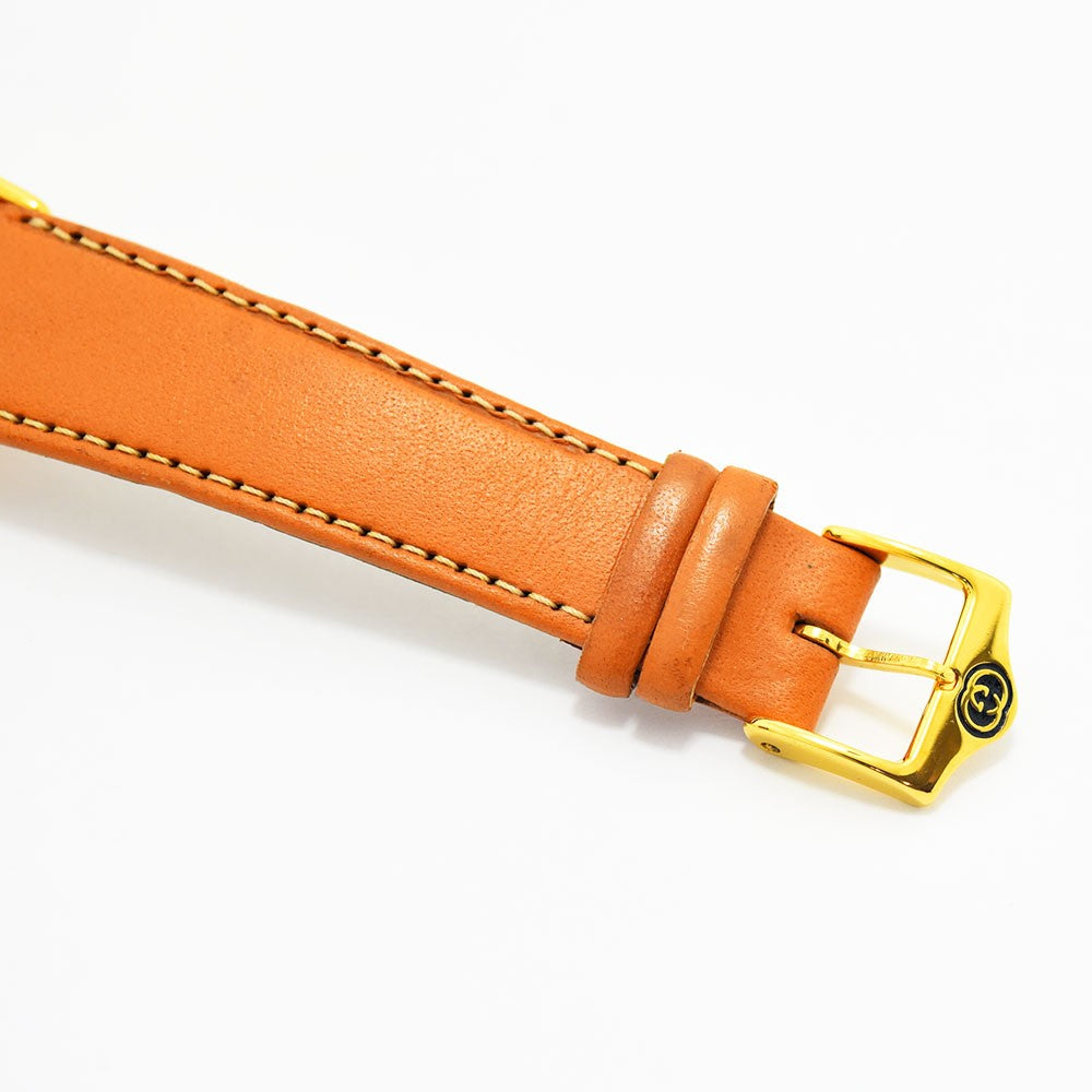 VINTAGE WATCHES FASHIONのグッチヴィンテージ腕時計用オレンジレザーベルトとゴールドロゴバックル