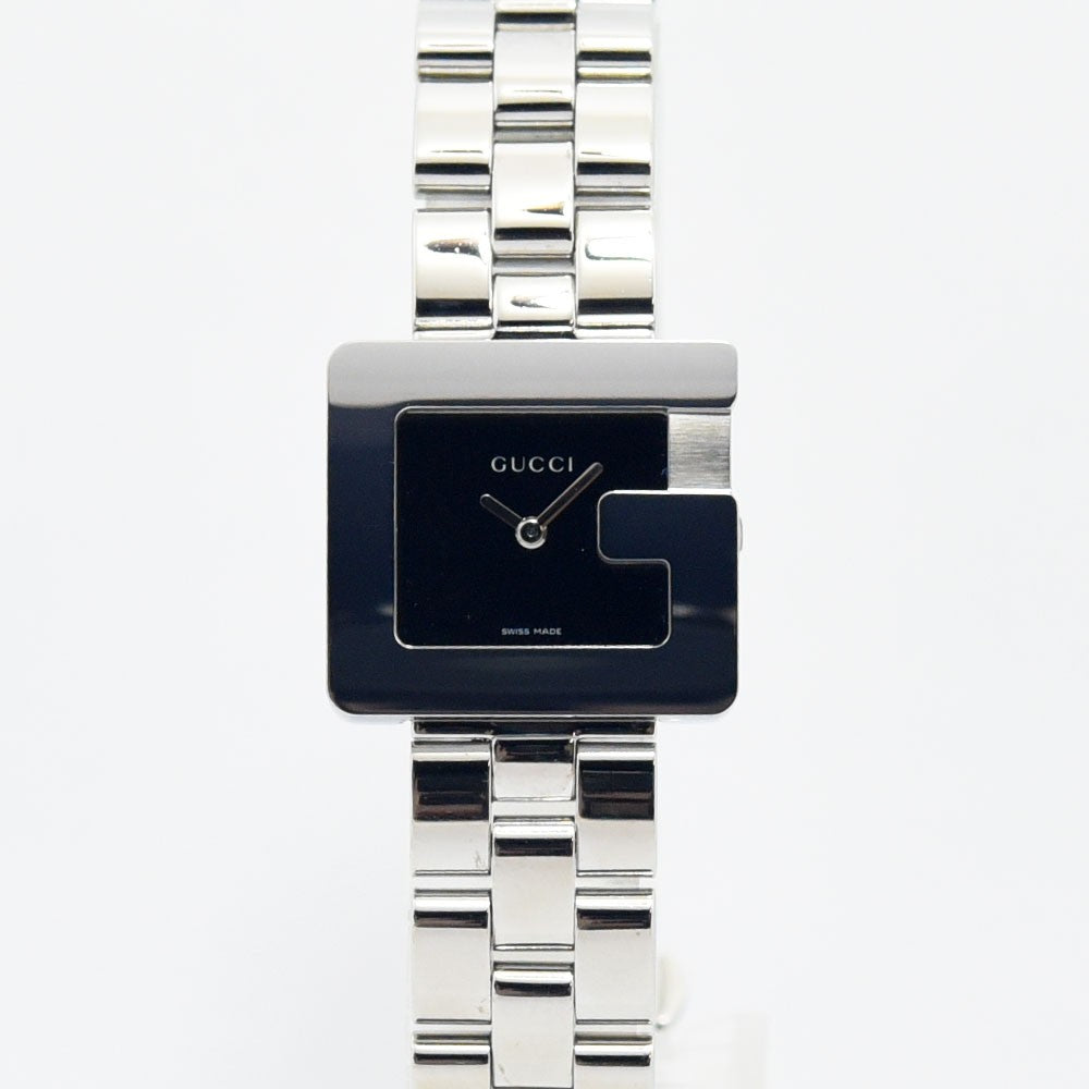 VINTAGE WATCHES FASHIONのGUCCI 3600Lスクエアウォッチ。ブラック文字盤とG型ベゼルが特徴のステンレス製腕時計。