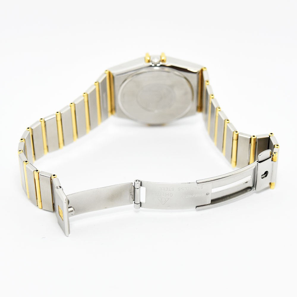 VINTAGE WATCHES FASHIONのOMEGAコンステレーション、ステンレスとゴールドのコンビブレスレットの裏側と留め具