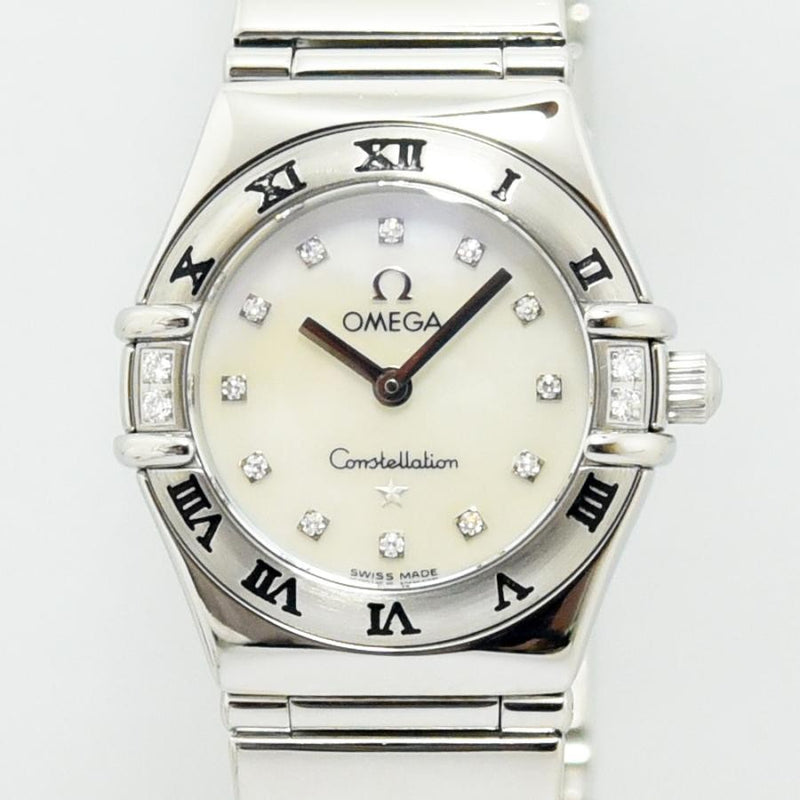 VINTAGE WATCHES FASHIONのオメガ コンステレーション ダイヤモンド レディースウォッチ。マザーオブパール文字盤、ダイヤモンドインデックス、ローマ数字、ダイヤモンドベゼル。