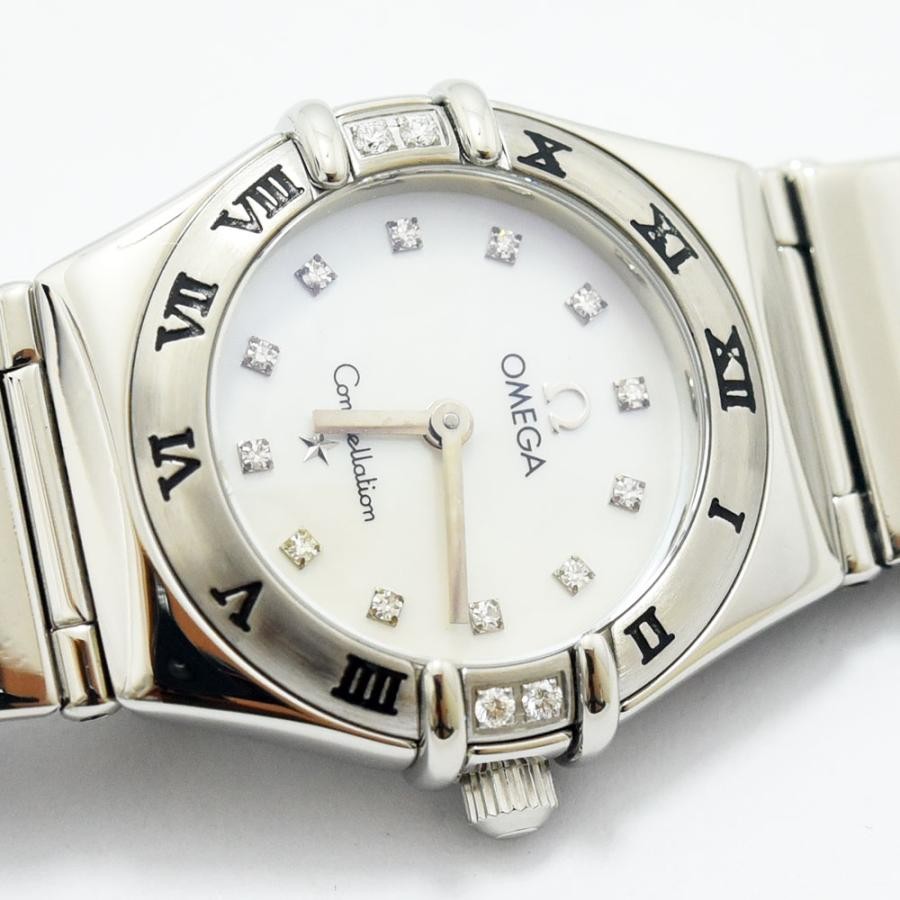 VINTAGE WATCHES FASHION オメガ コンステレーション ダイヤモンド レディースウォッチ。ステンレススチール製、ダイヤモンドインデックス、マザーオブパール文字盤、ローマ数字。ダイヤモンドベゼル。