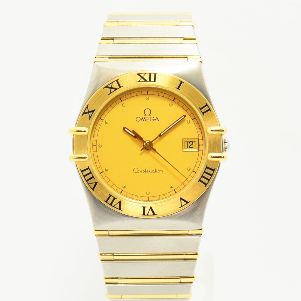 VINTAGE WATCHES FASHIONのOMEGAコンステレーション。イエローゴールド文字盤とステンレス・ゴールドコンビのベゼルが特徴的なヴィンテージ腕時計