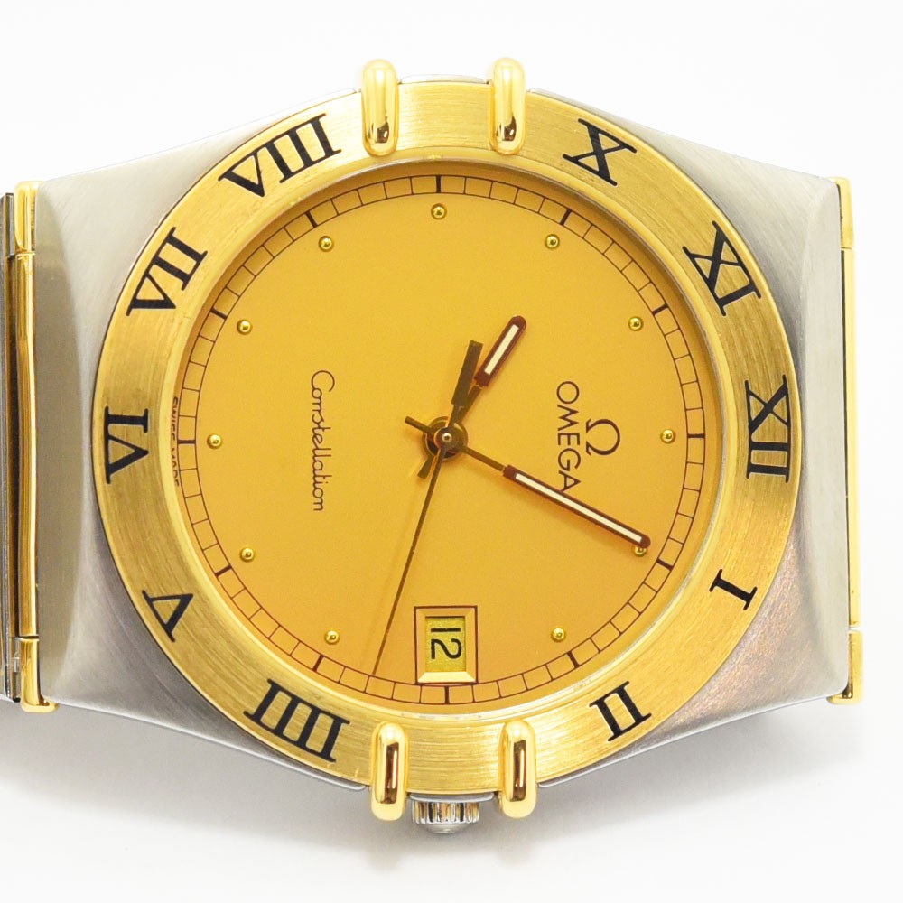 VINTAGE WATCHES FASHIONのOMEGAコンステレーション。イエローゴールド文字盤とローマ数字ベゼルが特徴のステンレスとゴールドのコンビ腕時計。