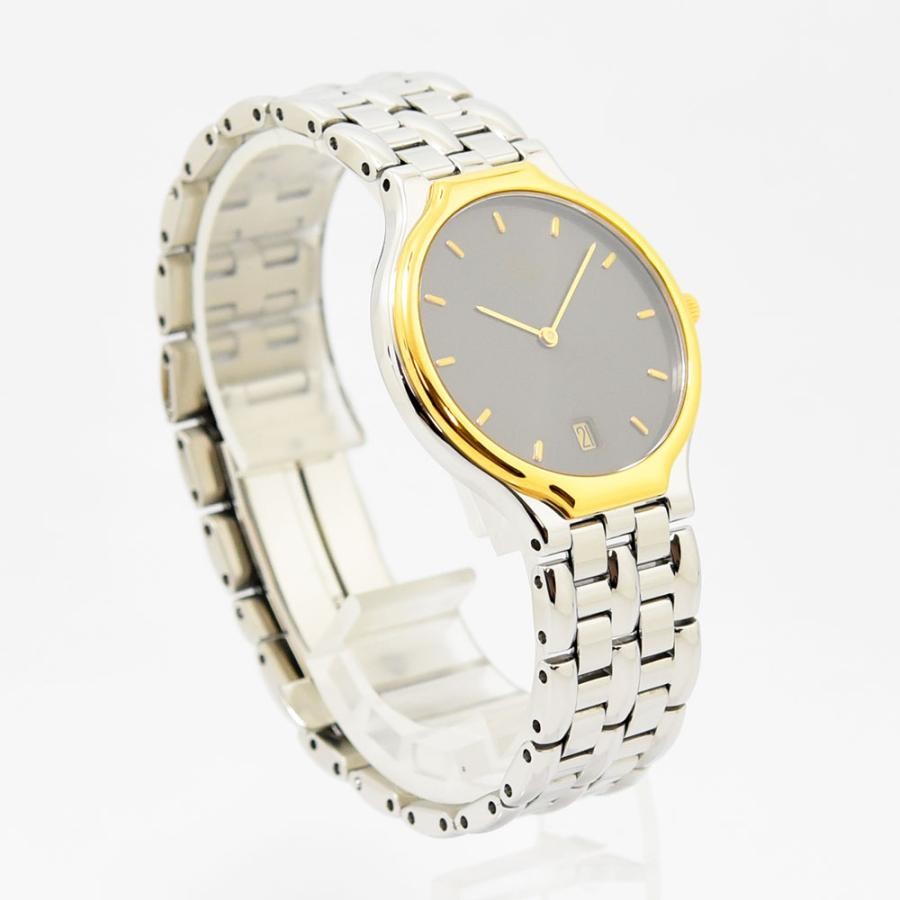 VINTAGE WATCHES FASHION オメガ メンズ腕時計、ゴールドベゼル、ステンレススチールブレスレット、ダークグレー文字盤、日付表示