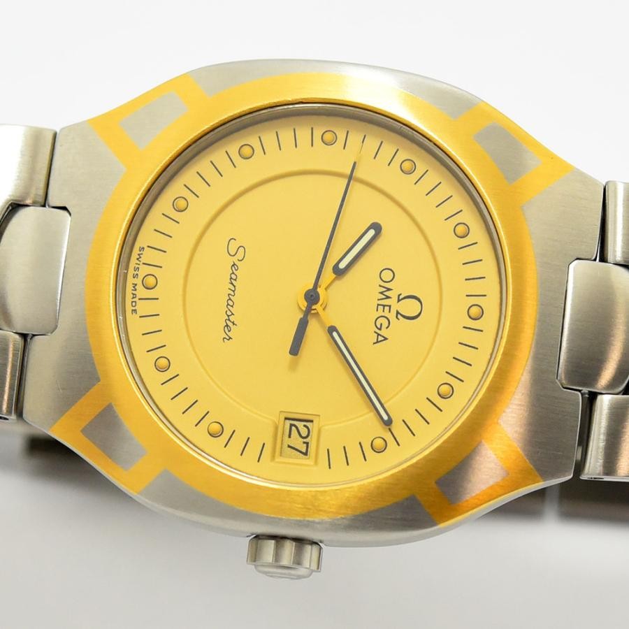 VINTAGE WATCHES FASHIONのOMEGAシーマスターポラリス。イエロー文字盤とゴールドのインレイが特徴的なステンレス製腕時計。