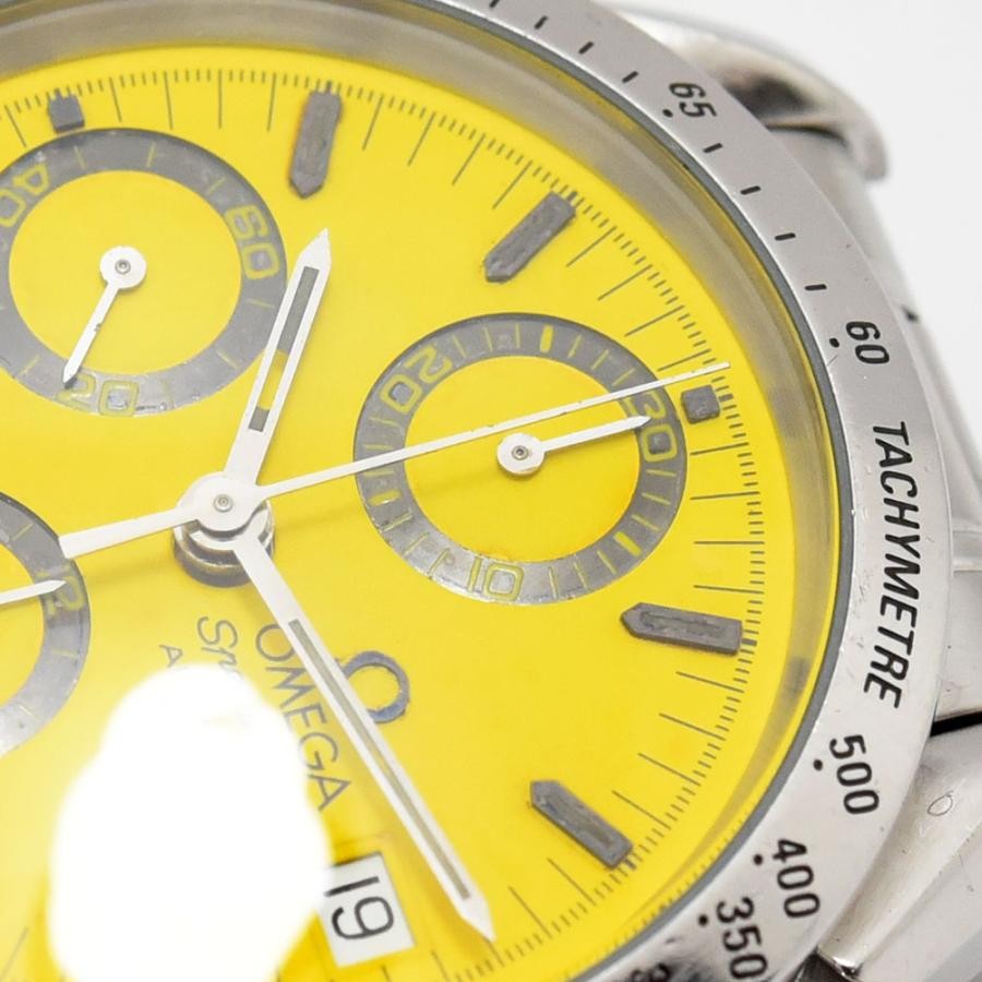 VINTAGE WATCHES FASHION スピードマスター オートマチック クロノグラフ、鮮やかなイエローダイヤル、タキメーターベゼル、ステンレススチール製