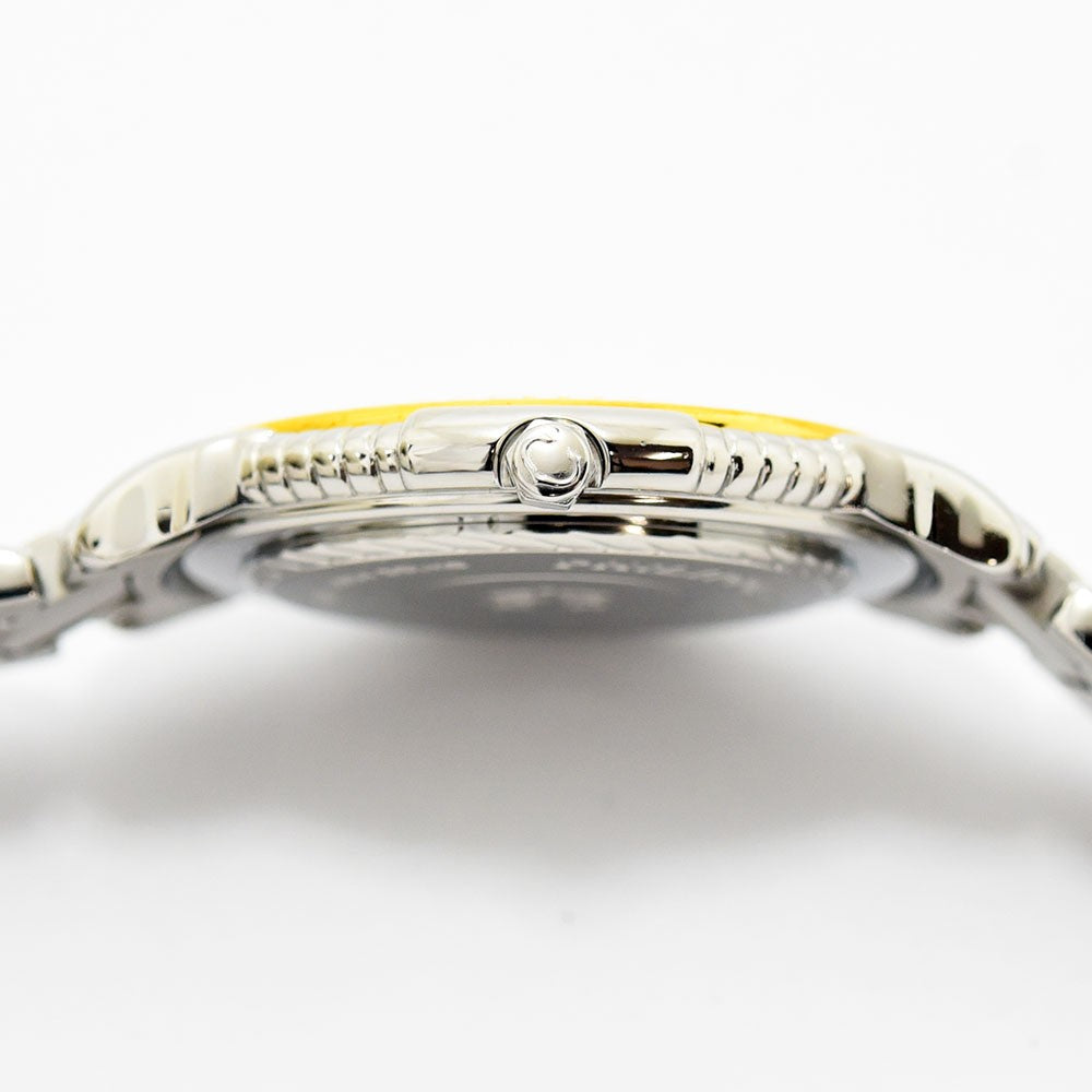 VINTAGE WATCHES FASHIONのフィリップ・シャリオール製ステンレススチール腕時計、シルバーとゴールドのコンビカラーで側面から見たケースとリューズ