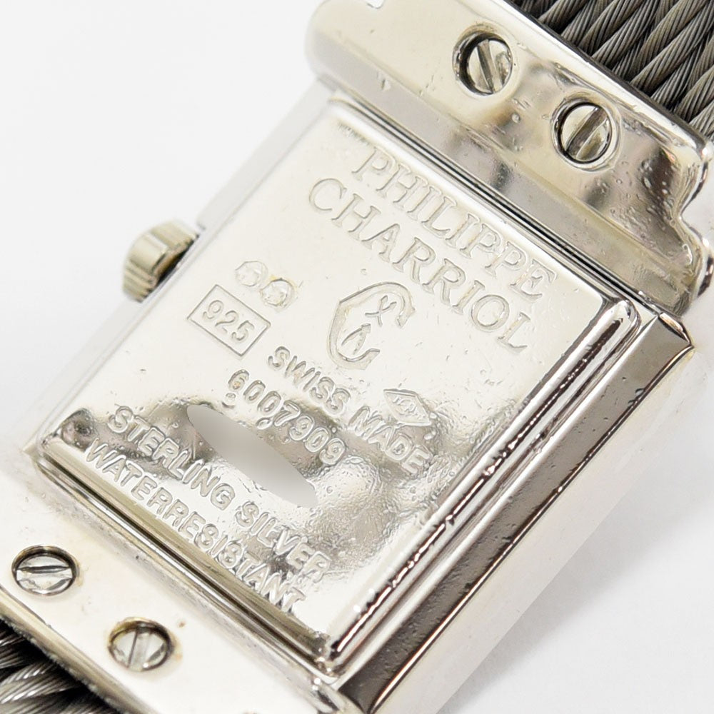 VINTAGE WATCHES FASHIONのフィリップ・シャリオール製レディース腕時計の裏蓋。スターリングシルバー925素材とスイスメイドの刻印が施されたスクエアケース