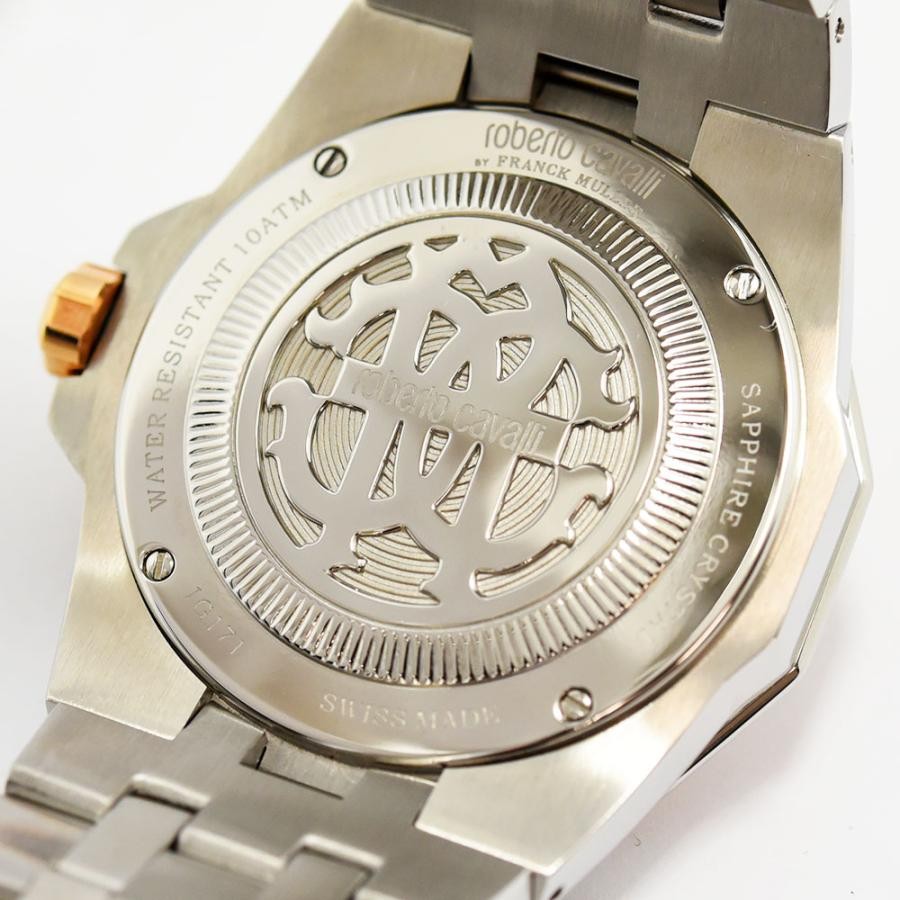 VINTAGE WATCHES FASHION ロベルト・カヴァリ メンズ腕時計 ステンレススチールとローズゴールドのブレスレット、サファイアクリスタル、10気圧防水、スイス製